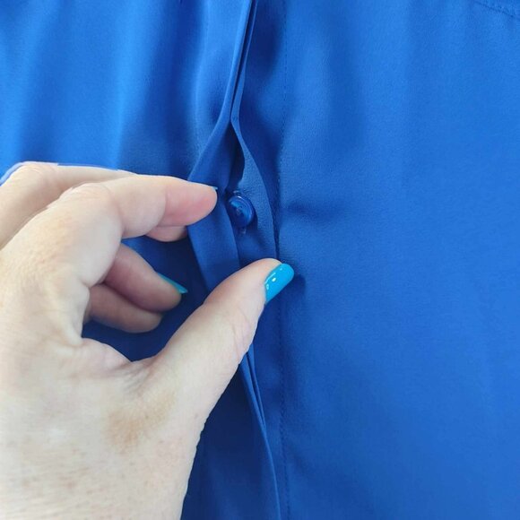 Talbots Petites Cobalt Sleeveless High Low Blouse SP Office Layer Summer Top - Picture 4 of 11